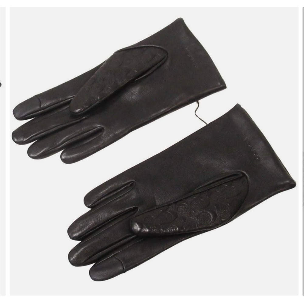 COACH Signature Leather Tech Gloves - Picture 3 of 16